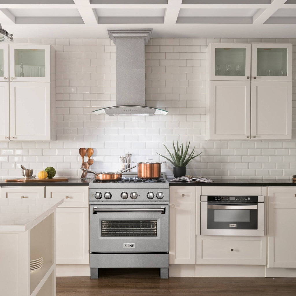 30x22 Wall Mount Range Hood in DuraSnow Stainless Steel & Glass O267012