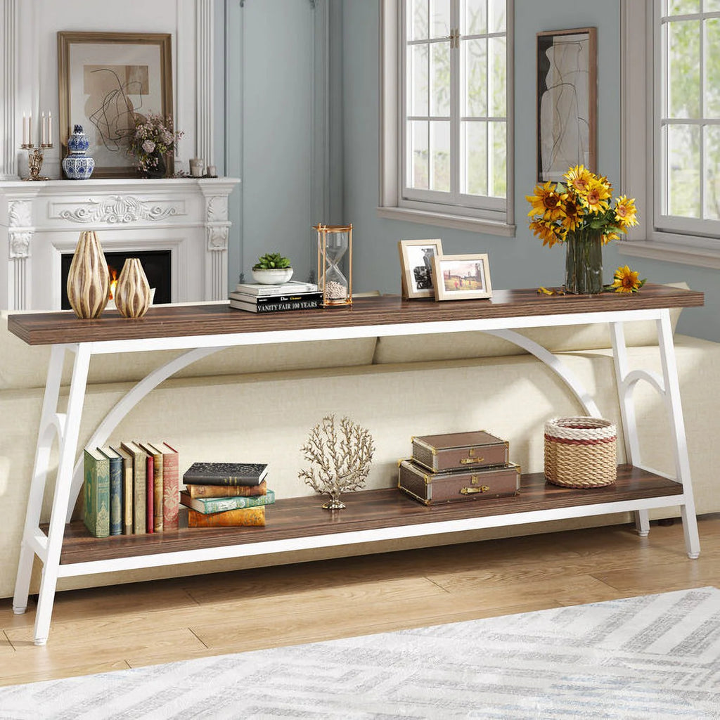 70.8” Narrow 2 Tier Wood Console Table T722