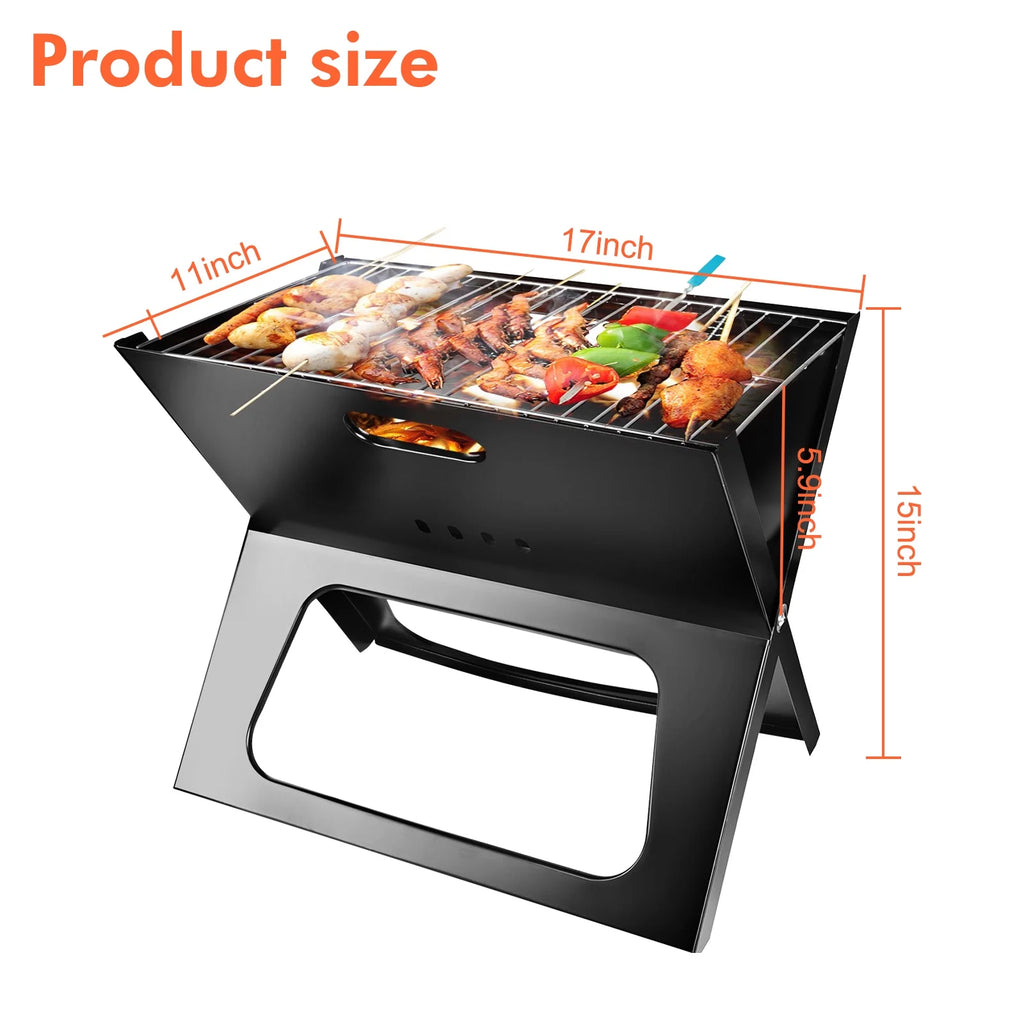 Foldable Charcoal Stainless Steel BBQ Grill V35557