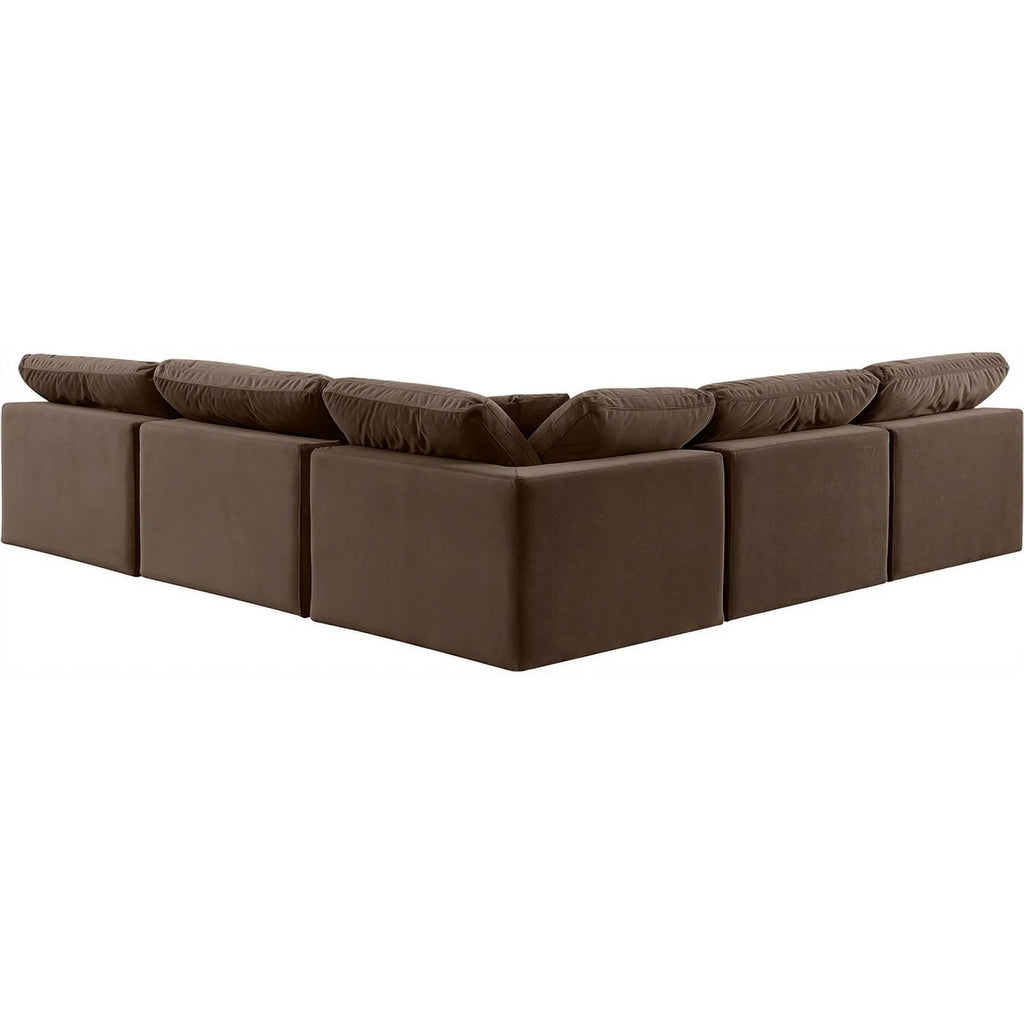 Brown Velvet Modular Sectional C718