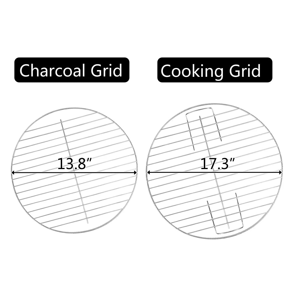 Portable Steel Charcoal Grill with 2 Wheels, 18-Inch, Black L492