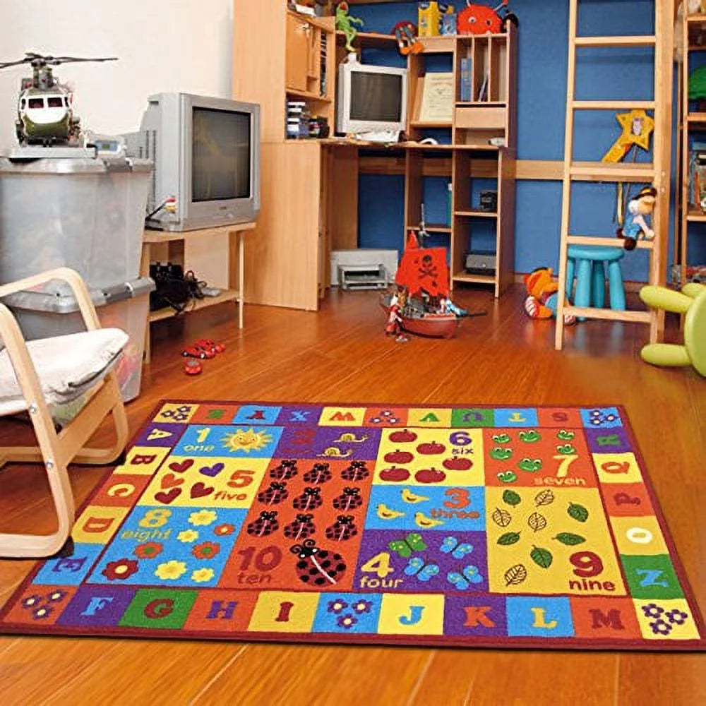 Multicolor ABC Numbers Area Rug A691
