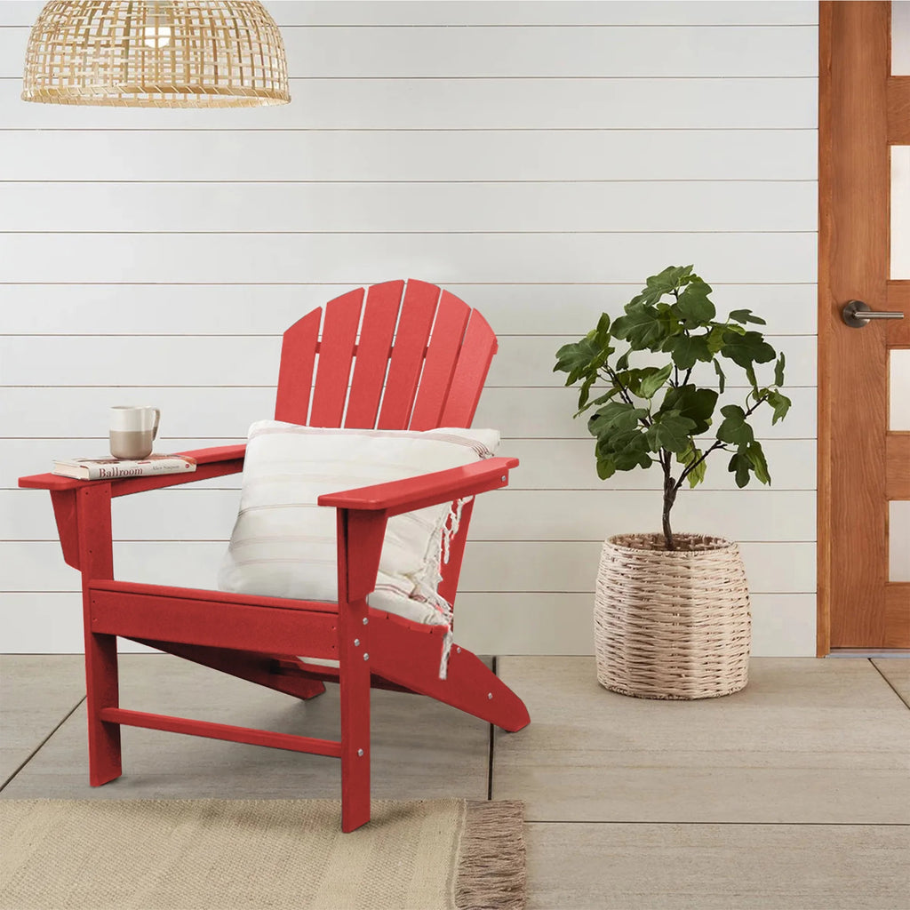 Adirondack Chair Weather Resistant Plastic Resin Red W9433