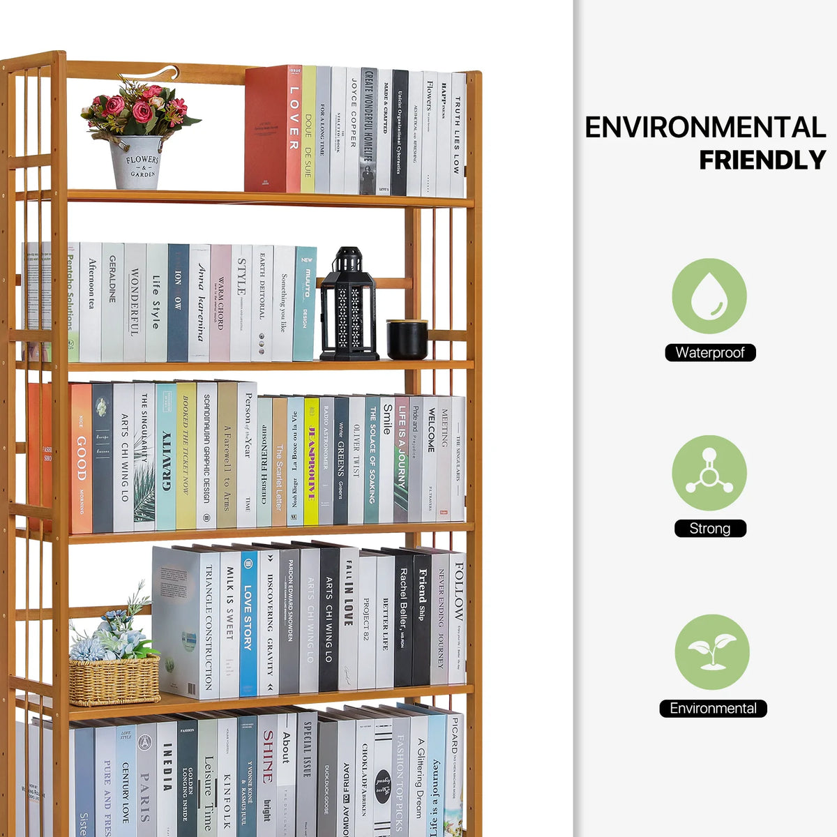 Bamboo 5 Shelves Adjustable Bookcase N340