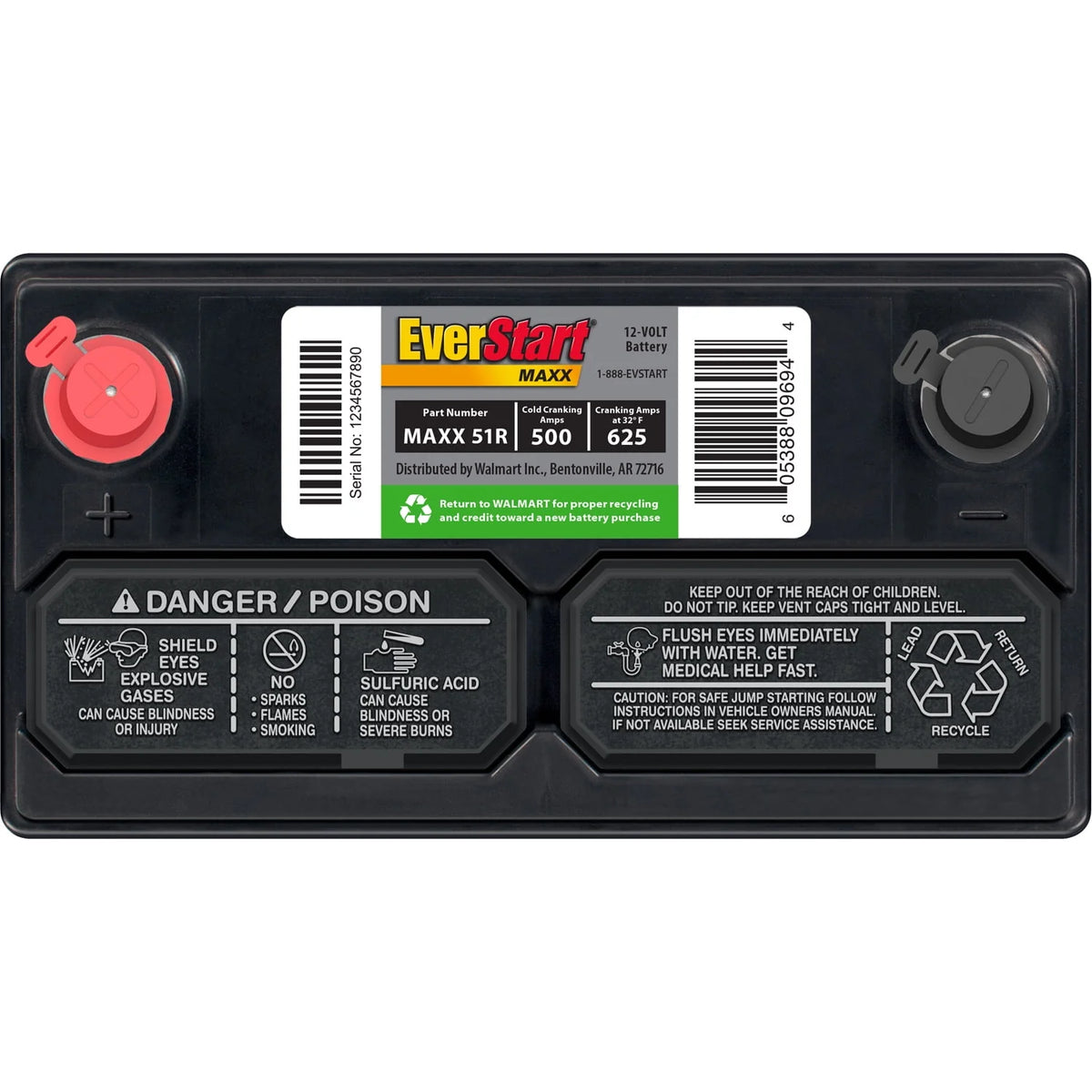 Lead Acid Automotive Battery Group Size 51R 12 Volt 500 CCA I51570