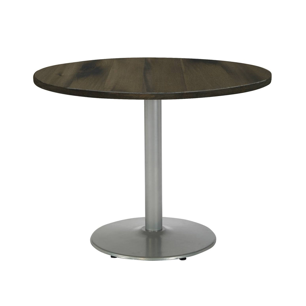 Round Top Table, Barnwood, Round Silver Base J267
