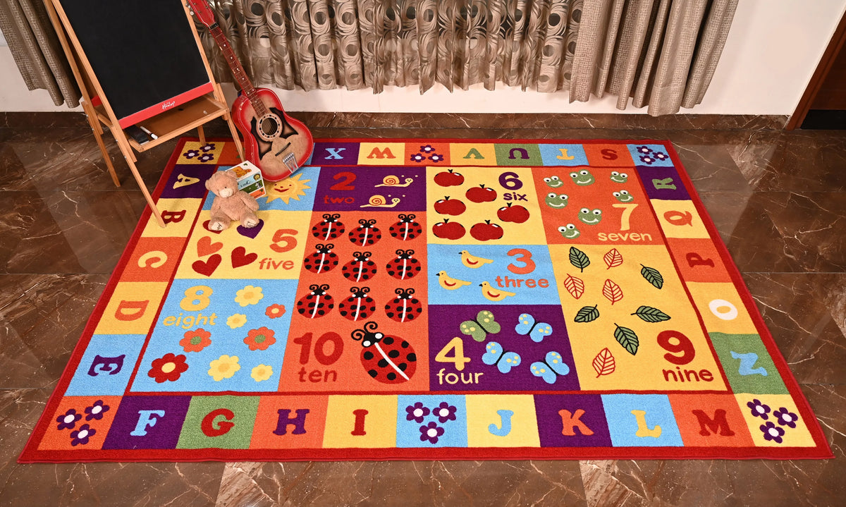 Multicolor ABC Numbers Area Rug A691