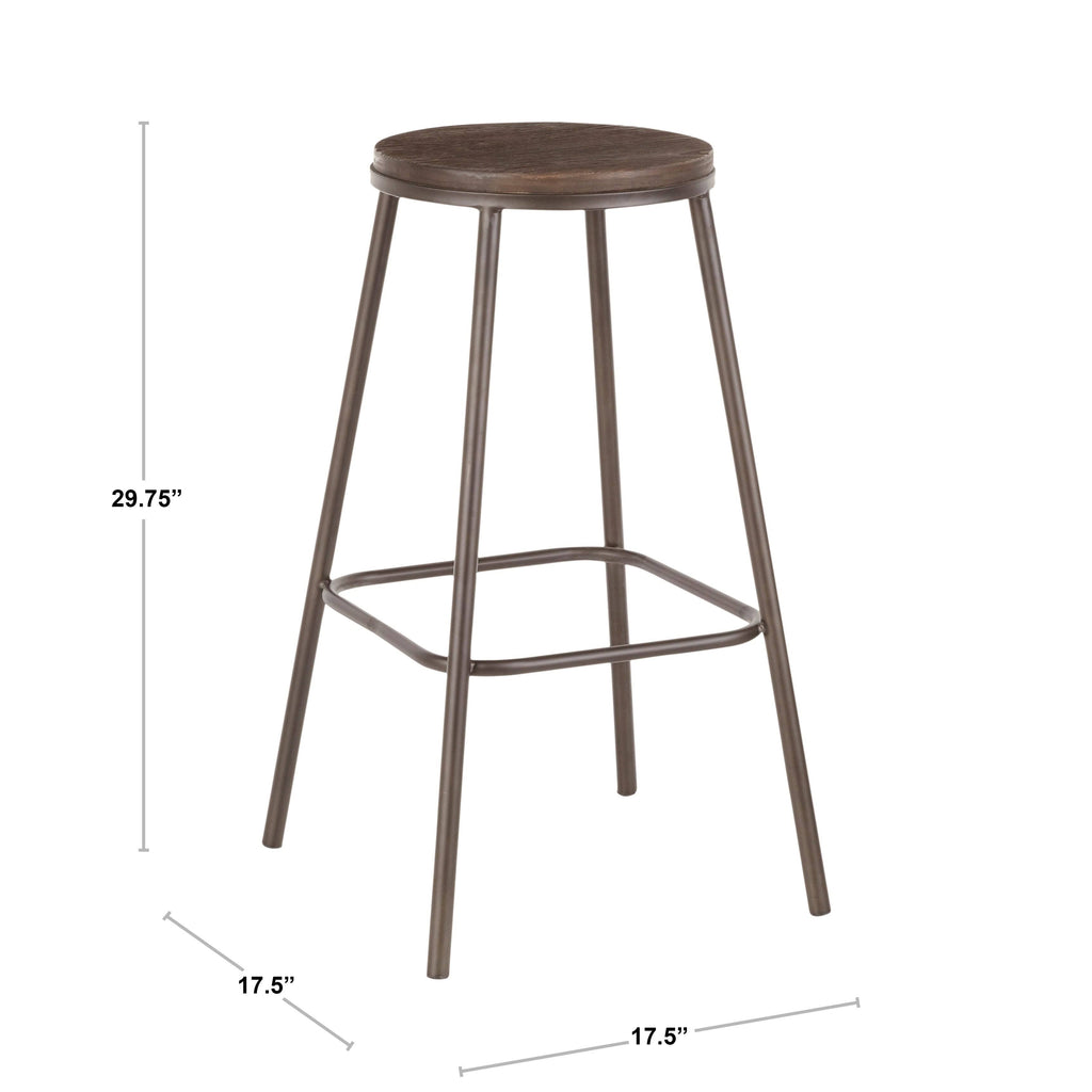 Industrial Round Bar Stool Set of 2 Vintage White Espresso S203
