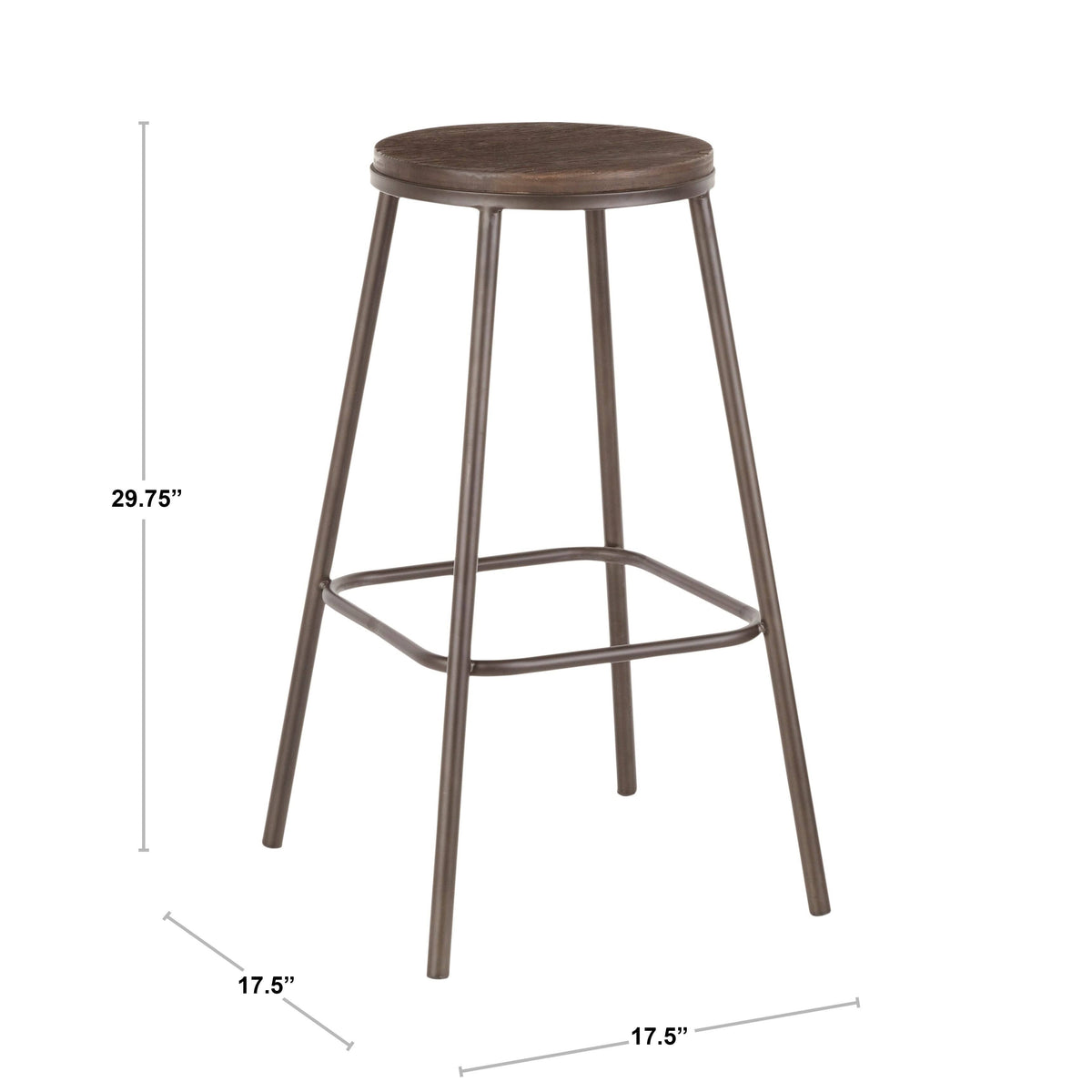 Industrial Round Bar Stool Set of 2 Vintage White Espresso S203