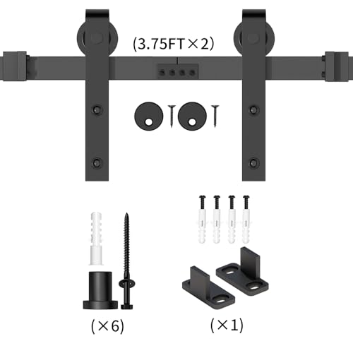 6FT Sliding Barn Door Hardware Kit Black S8358