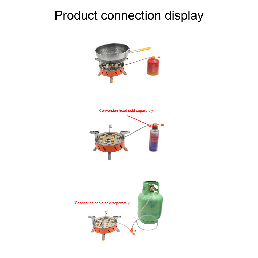 12-Core High-Power Windproof Camping Gas Burner with Piezo Ignition Adjustable Valve Storage Bag Q737