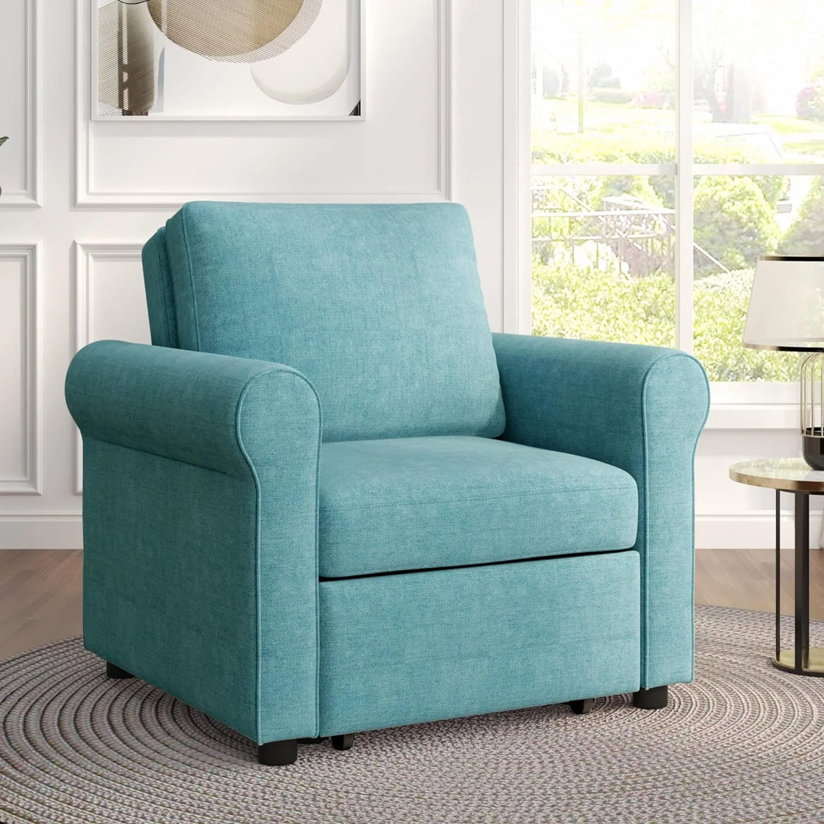Teal Convertible Sleeper Chair Bed W844