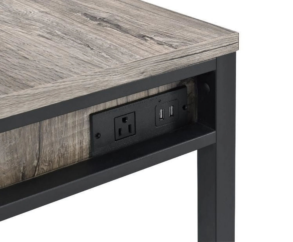 Light Weathered Oak Black Writing Desk S6031