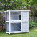 White 2-Story Large Rabbit Hutch with 2 Removable No-Leak Trays A267