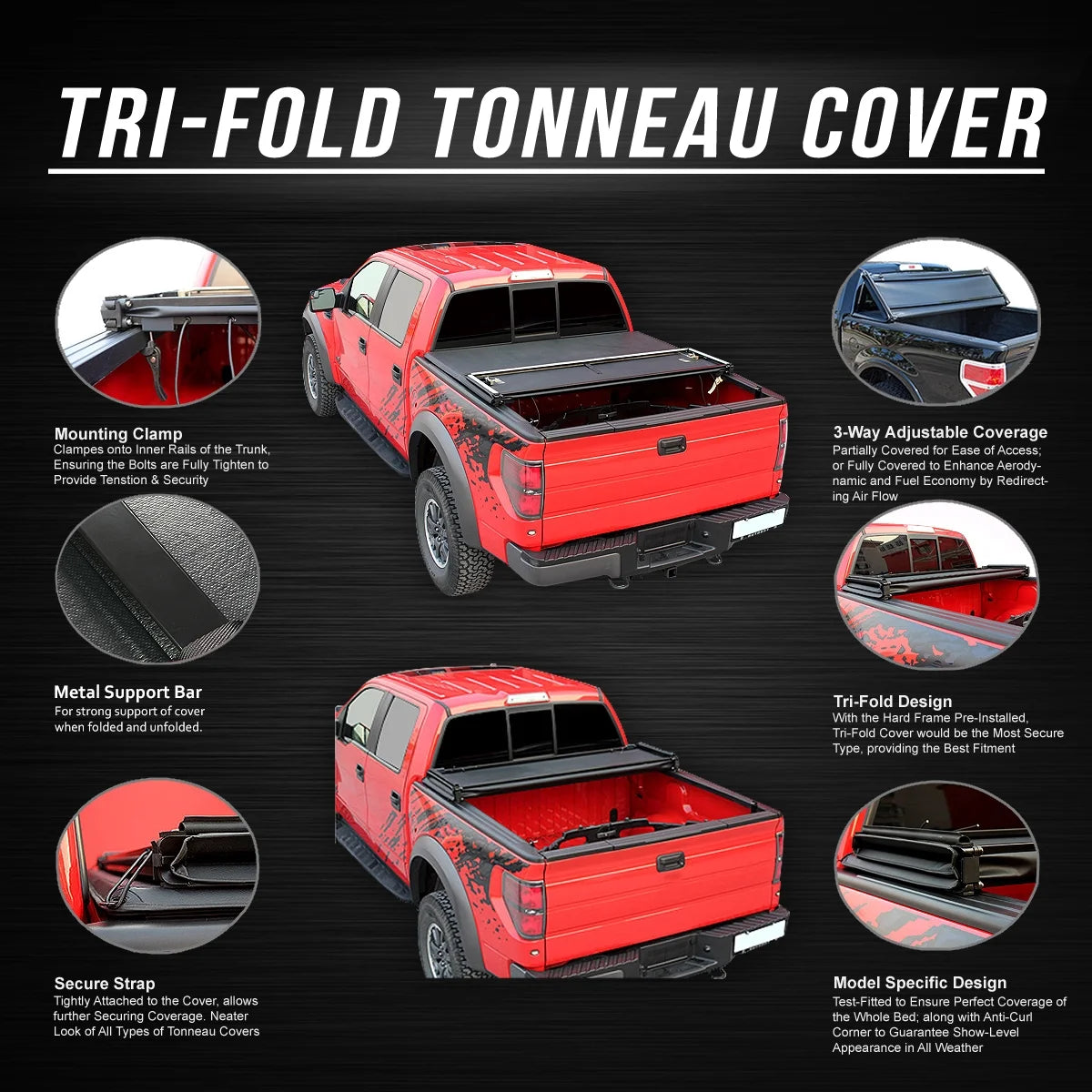 Tri-Fold Soft Top Tonneau Cover C7999