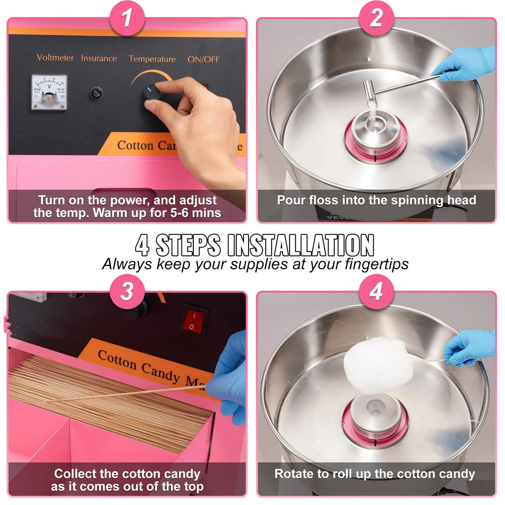 Cotton Candy Machine 21 Inch Stainless Steel Bowl Electric Candy Floss Maker K277