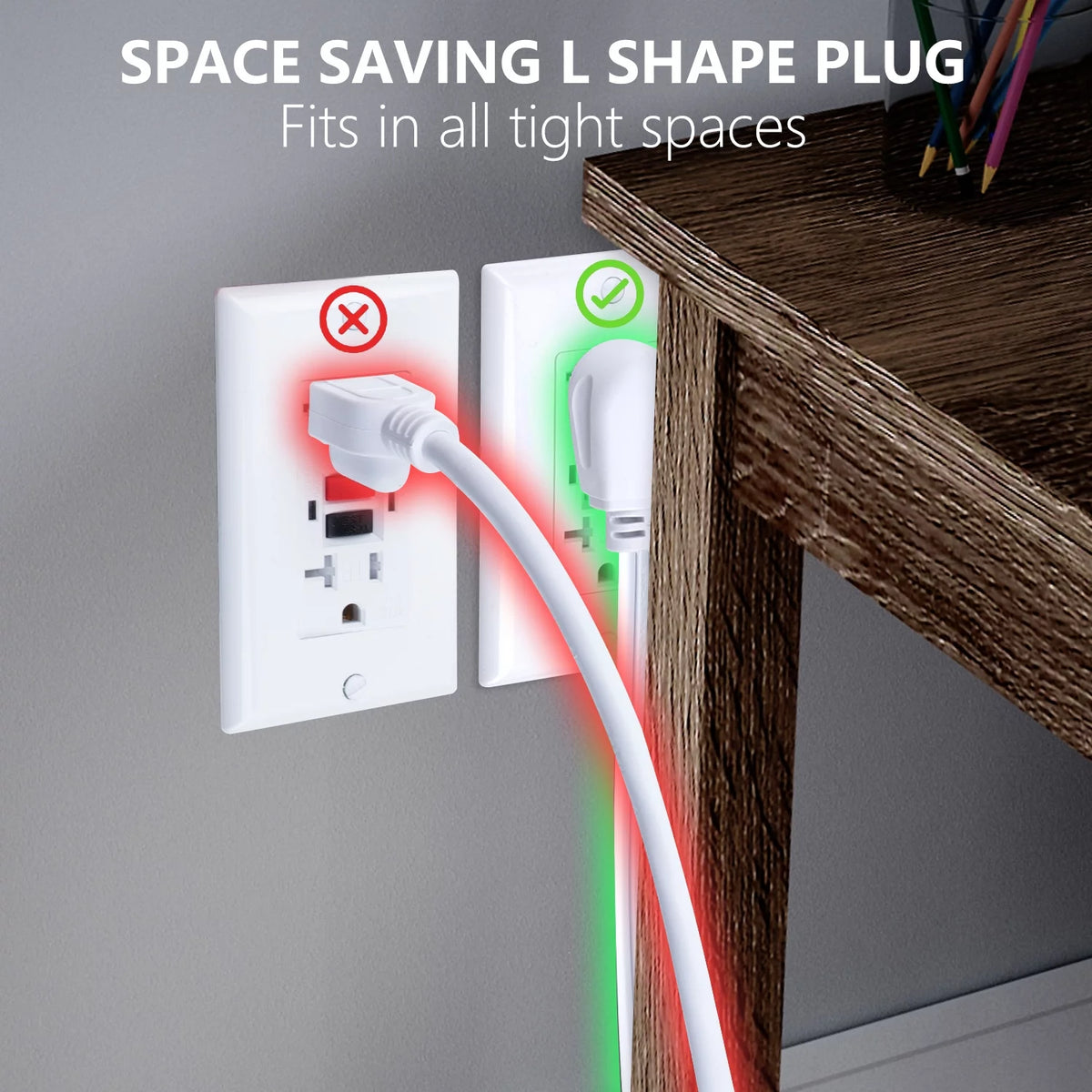 25 Feet 3 Outlet Extension Cord White 1 Pack T713