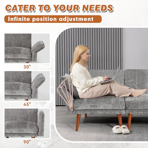 Grey Chenille 2 Seat Loveseat Sofa C6364