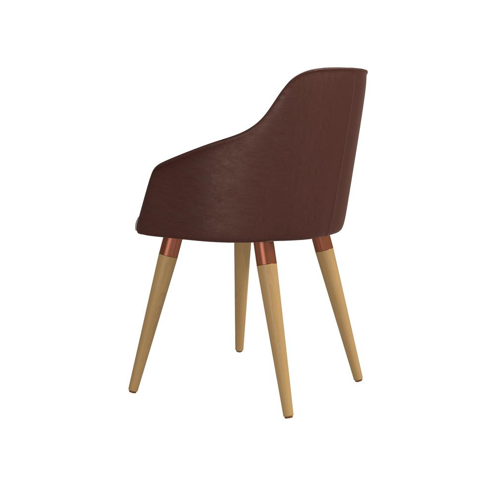 Brown Fabric Leather Accent Chair Set of 2 O96654