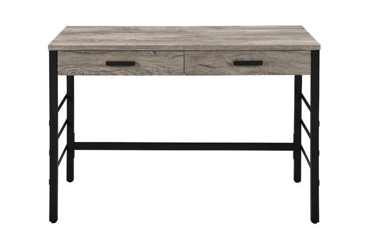 Light Weathered Oak Black Writing Desk S6031