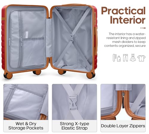 3 Piece PC Hardside Carry On Luggage Set with Spinner Wheels and TSA Lock X5449