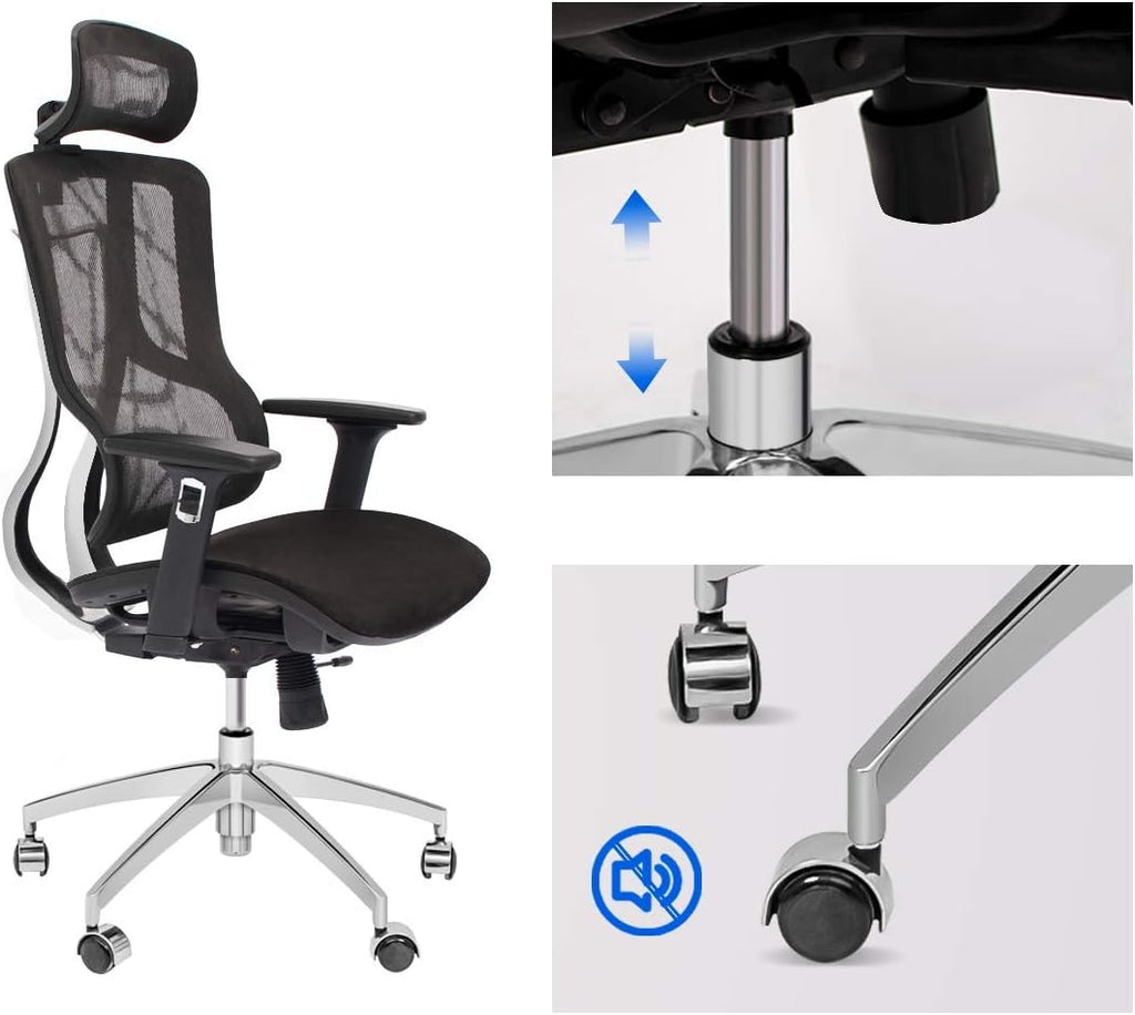 Black Ergonomic Mesh High Back Office Chair with Adjustable Headrest and Armrest I11808