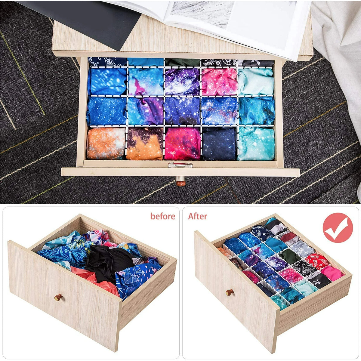 40 Pack White Drawer Dividers Organizer Set H938939