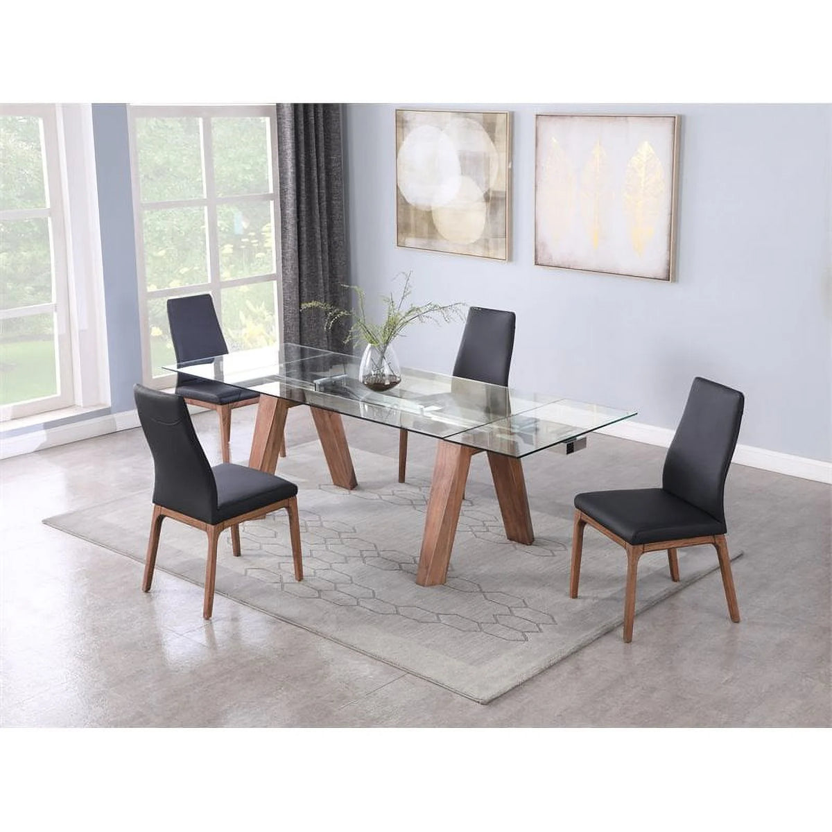 63" Steel and Glass Dining Table P10002