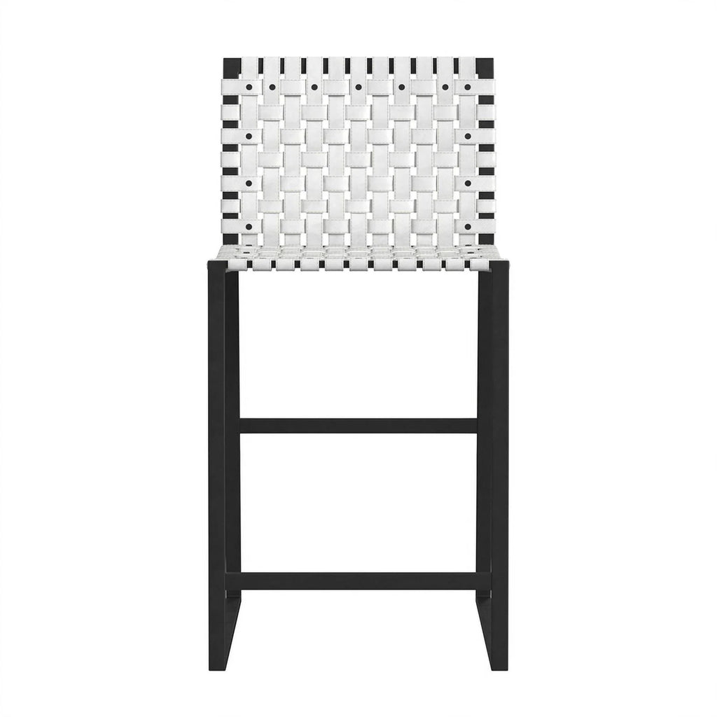 Woven Leather Counter Stool Q720