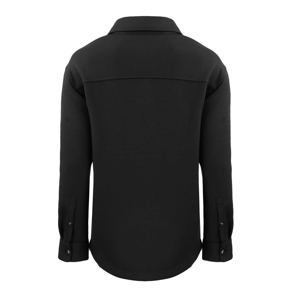 Women's Black Eco Knit Full-Snap Shacket T223