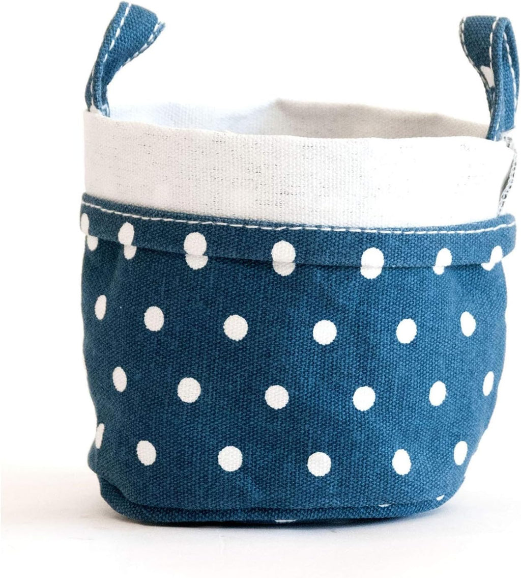 Recycled Canvas Storage Bucket 3-pack, Medium, Dots Navy Q95769