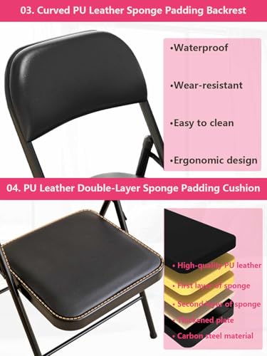 Black Padded Folding Chair W7066