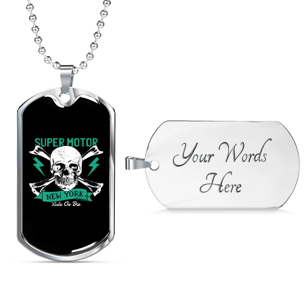 Stainless Steel or 18k Gold Dog Tag Necklace B774