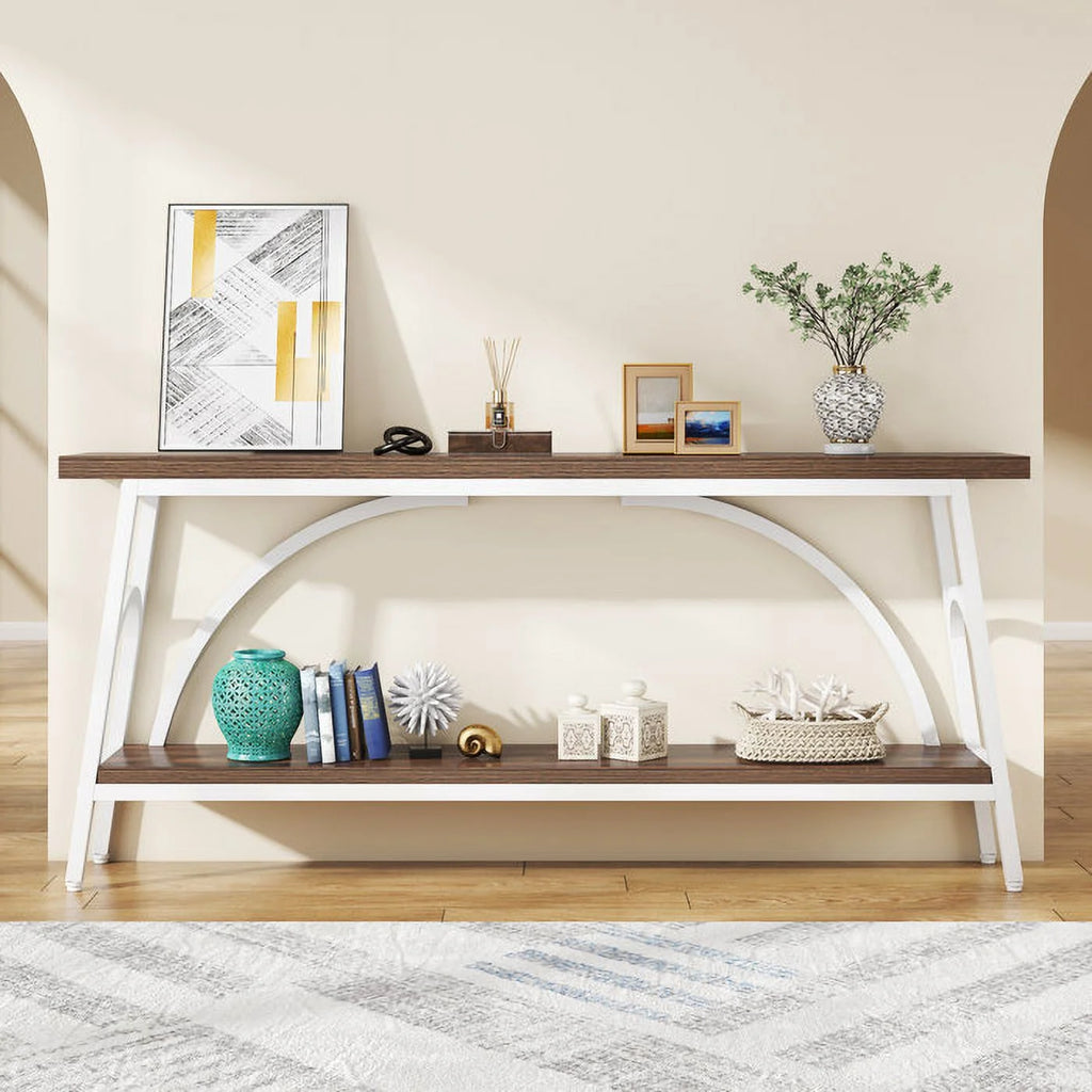 70.8” Narrow 2 Tier Wood Console Table T722