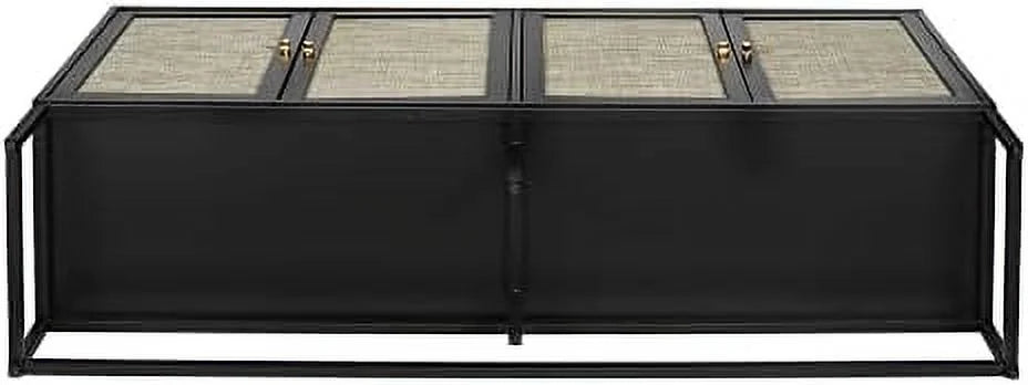 Black Rattan Sideboard Cabinet with Adjustable Shelves F509