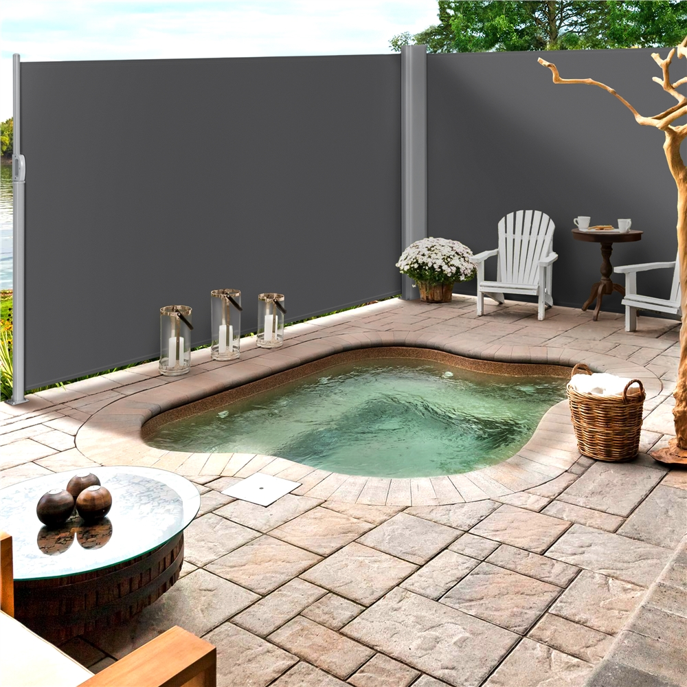 Dark Gray Retractable Screen Awning for Patio Garden D30237