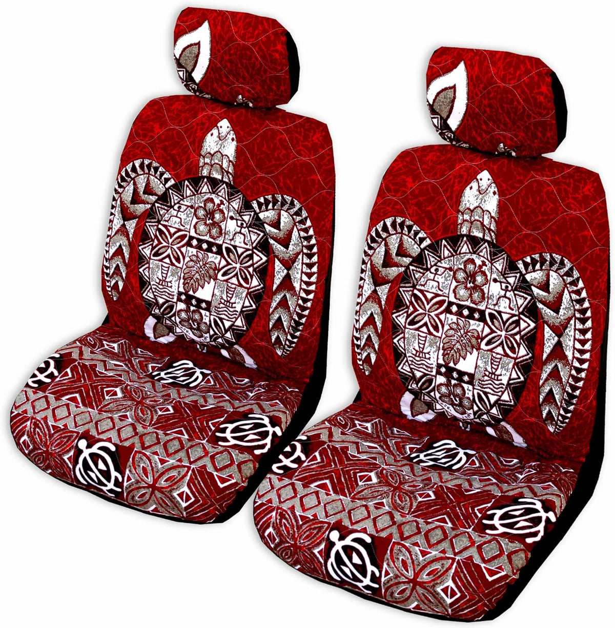 Red Hawaiian Separate Headrest Car Seat Cover Set of 2 Z530