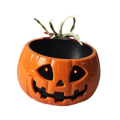 Animated Pumpkin Candy Bowl with Skeleton Hand P12196