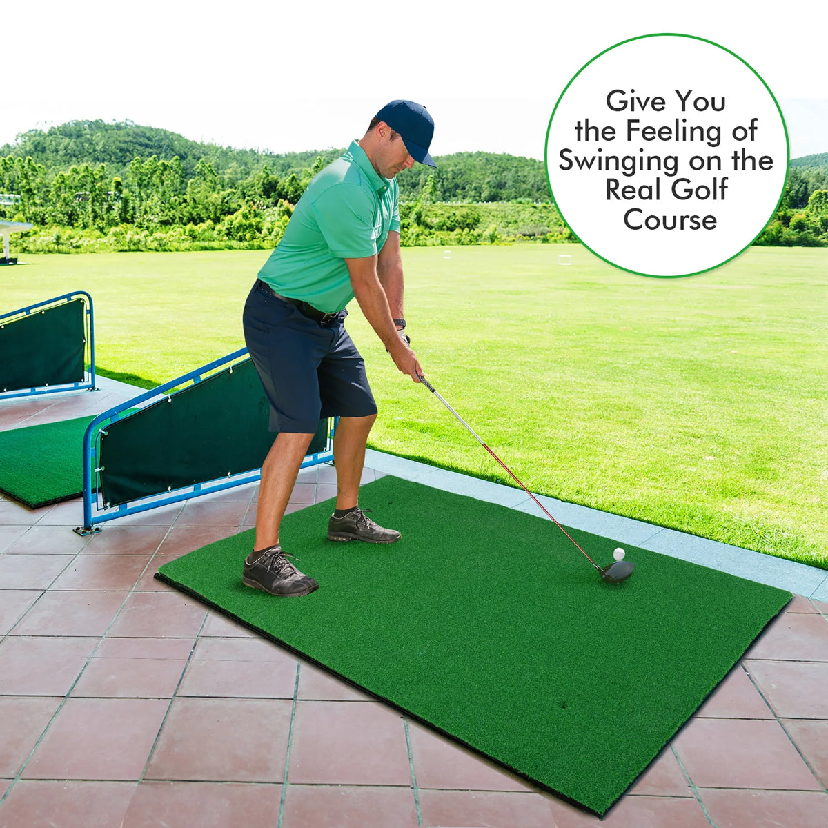 5' x 3' Golf Practice Mat with 3 Tees P436365