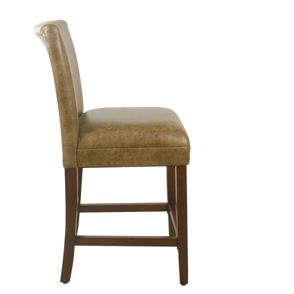 Distressed Brown Faux Leather Barstool Q623