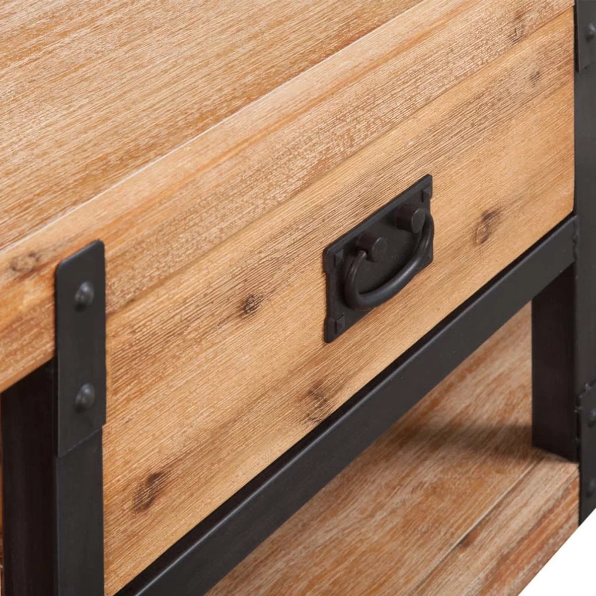 Reclaimed Wood TV Cabinet with Storage Shelves B271355