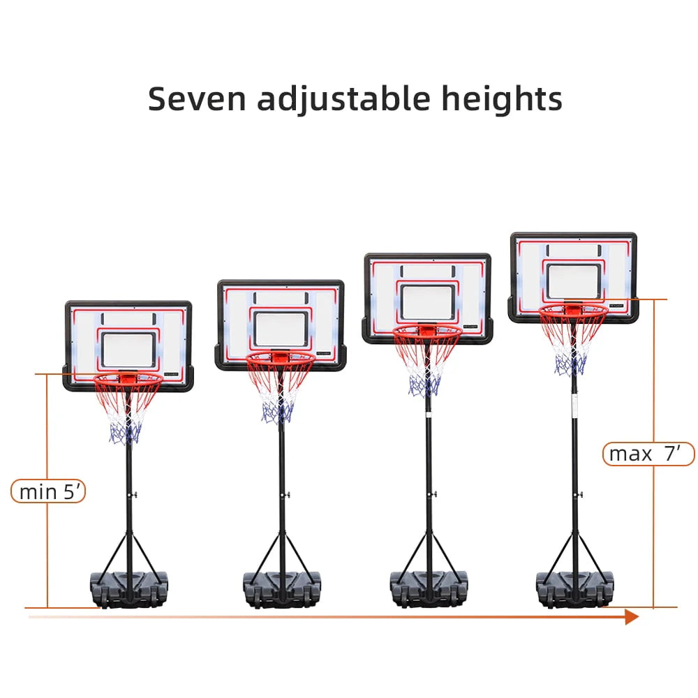 Basketball Hoop Portable 5'-7' Adjustable Height Outdoor V1360
