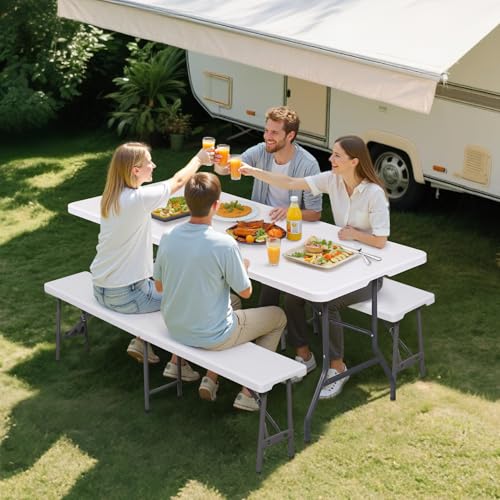 White 6ft Plastic Folding Bench H7373