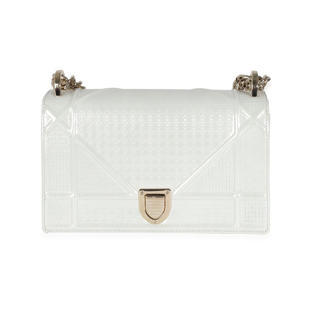 White Micro Cannage Patent Small Flap Bag R886952