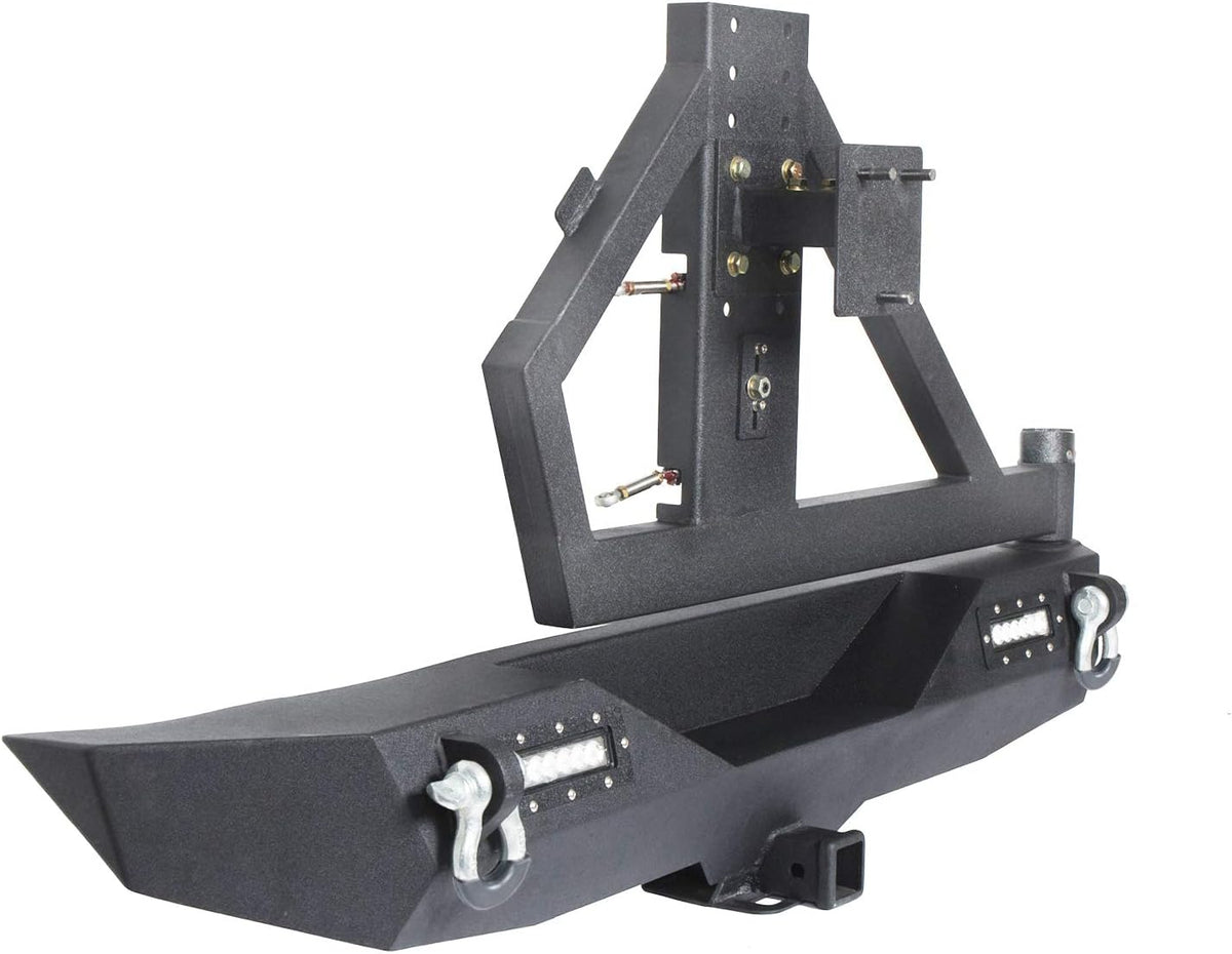 Rear Bumper with Spare Tire Carrier and 2 Receiver Hitches H15063