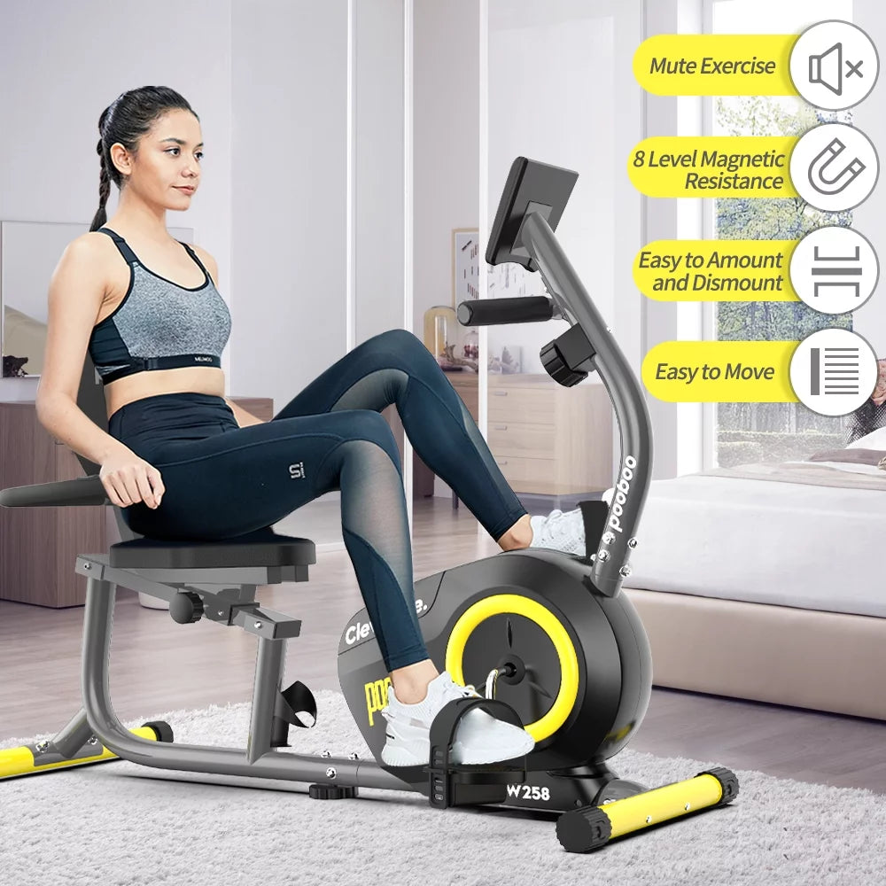 Recumbent Exercise Bike Belt Drive Indoor Cycling Bike A27834