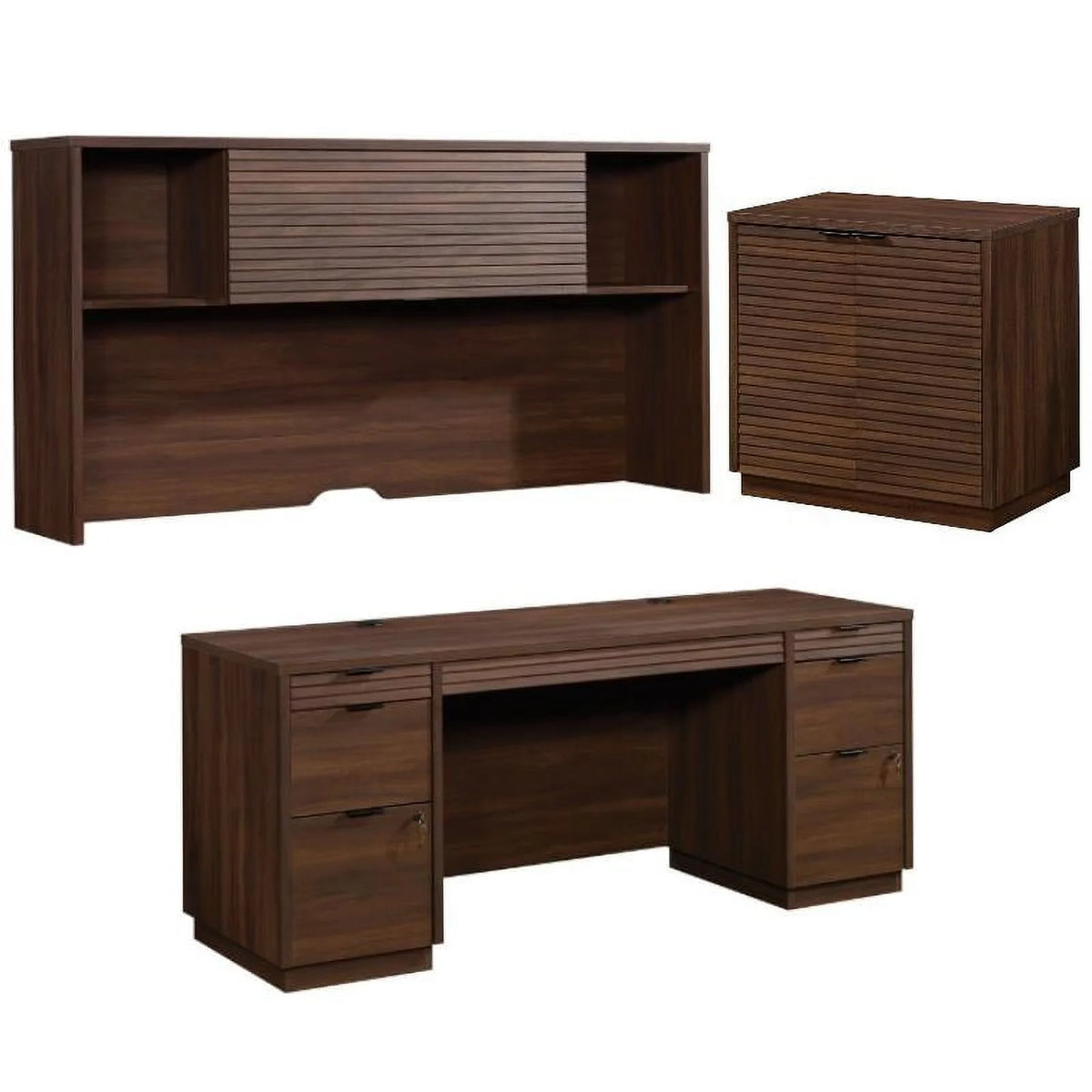 3-Piece Credenza Desk & Hutch & Utility Stand Y54418