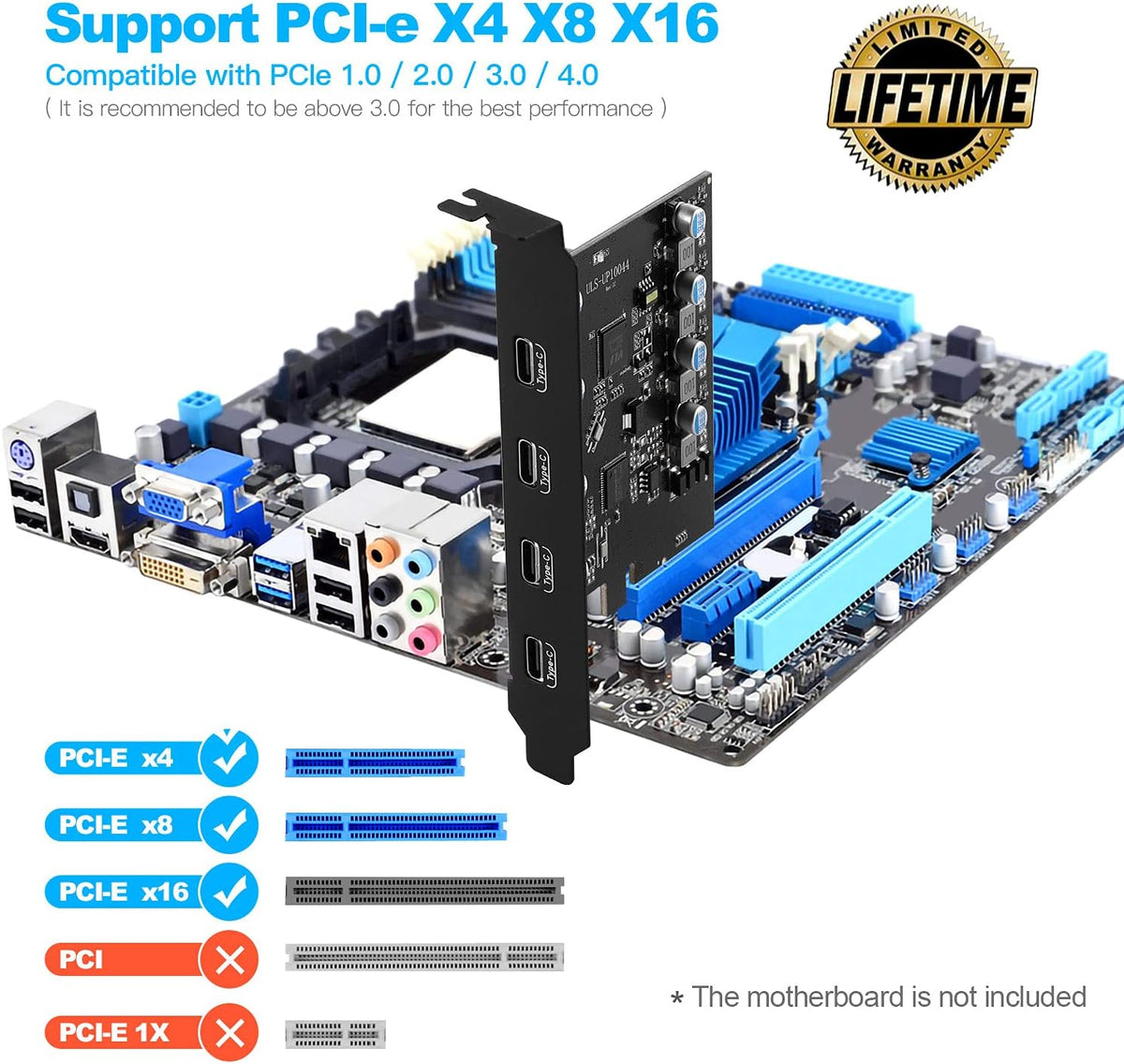 PCIe Gen3 x2 USB 3.2 4-Port Type C Expansion Card Z906695