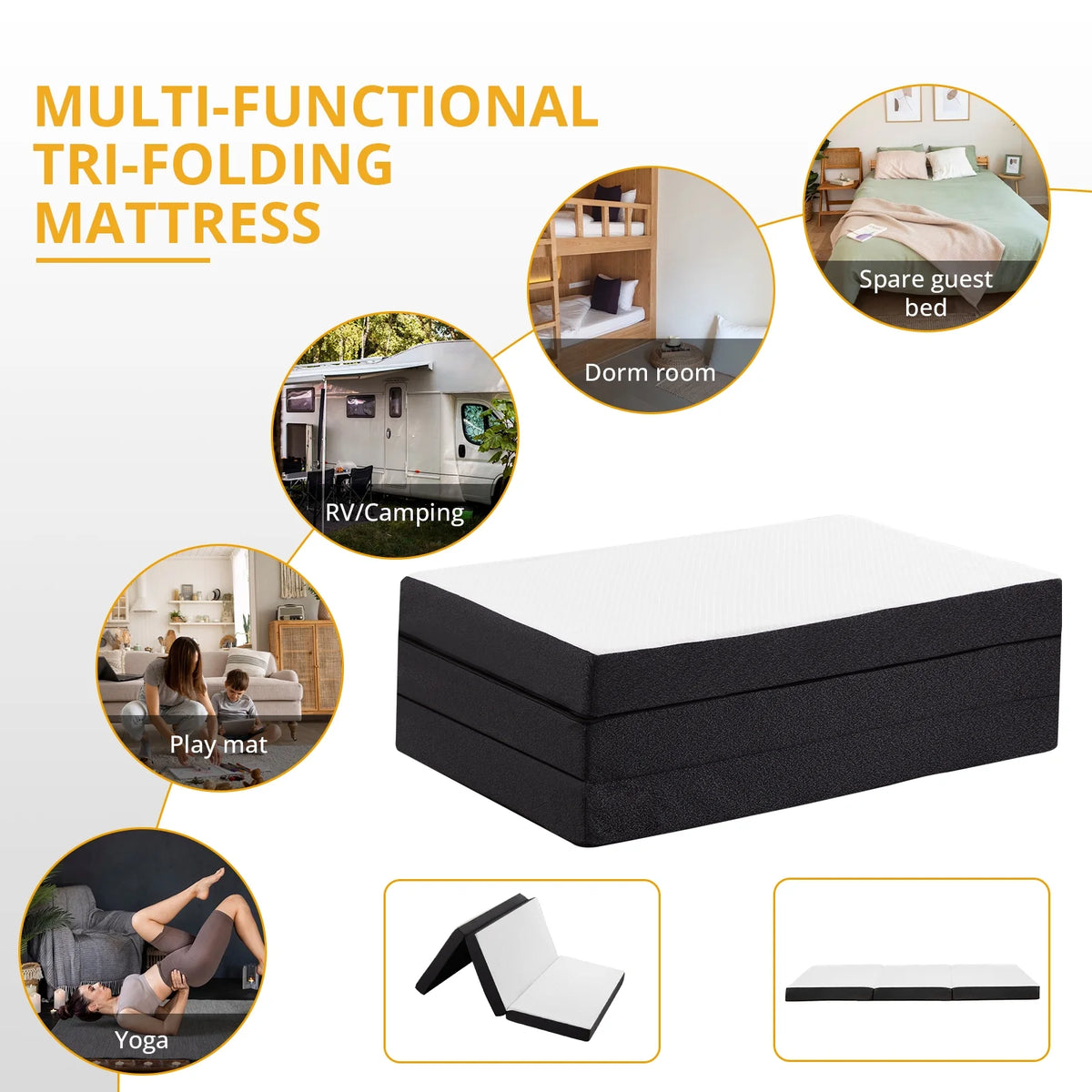 Queen Size Memory Foam Folding Mattress with Cover S655