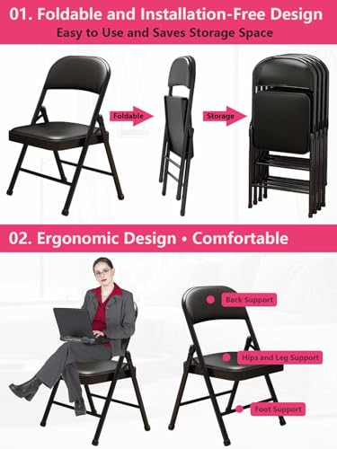 Black Padded Folding Chair W7066